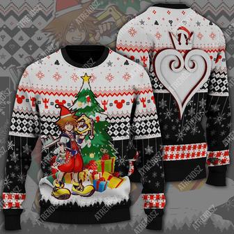 Kingdom Hearts Ugly Sweater Sora Christmas Tree Black White Sweater | Favorety AU