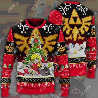 Legend Of Zelda Sweater Chibi Link Pig Christmas Tree Hyrule Symbol Ugly Sweater | Favorety CA