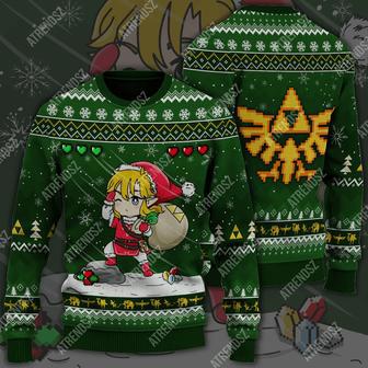 Legend Of Zelda Sweater Cute Chibi Link Heart Lives Ugly Sweater Full Print Unisex Adult | Favorety