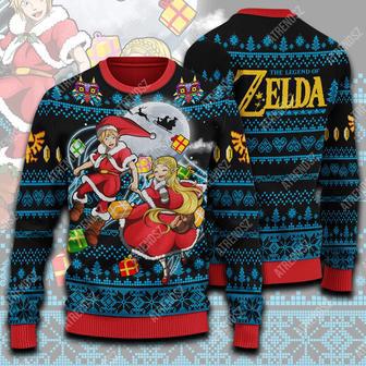 Legend Of Zelda Sweater Zelda Link Present Giving Ugly Sweater Black Blue Unisex Adult Colorful | Favorety DE