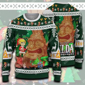 Legend Of Zelda Ugly Sweater Link Under Christmas Deku Tree Sweater | Favorety AU