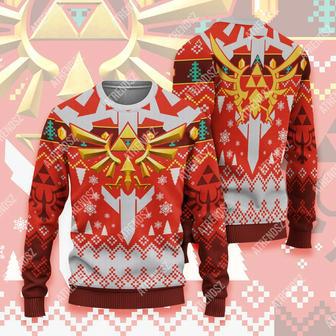 Legend Of Zelda Ugly Sweater Red Hyrule And Triforce Symbol Sweater | Favorety CA