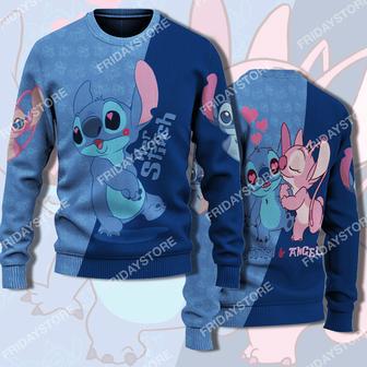 Lilo And Stitch Sweater Her Stich Blowing Kiss Couple Ugly Sweater Amazing Disney Stitch Sweater | Favorety AU