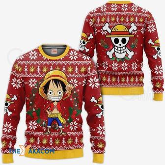 Little Luffy One Piece Anime Red Custom Gift For Fan Anime Christmas Ugly Sweater | Favorety UK