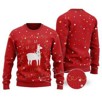 Llama Christmas Sweater Fa La La La Llama Christmas Lights Red Ugly Sweater | Favorety UK