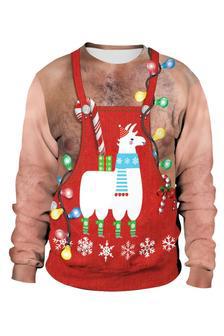 Llama Christmas Sweater Llama Red Apron Costume Ugly Sweater | Favorety CA