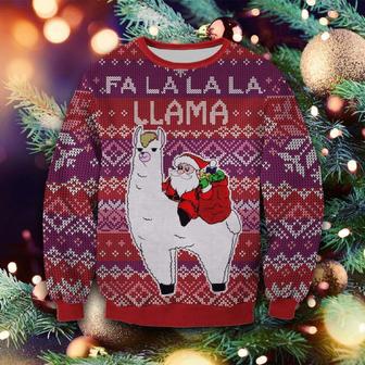 Llama Christmas Sweater Santa Riding Llama Fa La La La Llama Ugly Sweater | Favorety AU