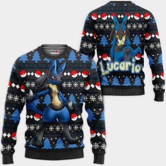 Lucario Anime Pokemon Xmas Ugly Christmas Knitted Sweater | Favorety