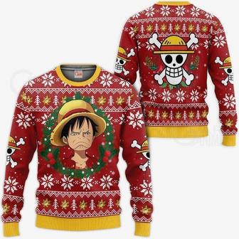 Luffy Funny Face One Piece Anime Xmas Ugly Christmas Knitted Sweater | Favorety UK