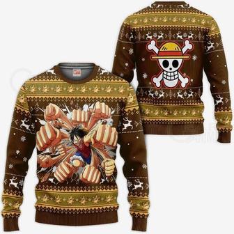 Luffy Gomu Gomu Ugly Sweater Xmas One Piece Anime Chrismast Ugly Christmas Knitted Sweater | Favorety DE