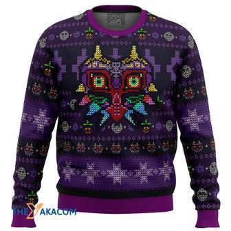 Majoras Mask Seamless Pattern Legend of Zelda Gift For Fan Anime Christmas Ugly Sweater | Favorety