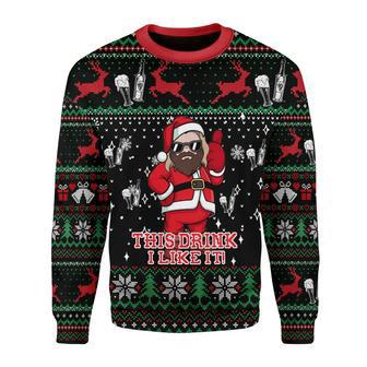 Marvel Santa Thor This Drink I Like It Beer Christmas Pattern Black Christmas Ugly Wool Sweater Christmas | Favorety UK