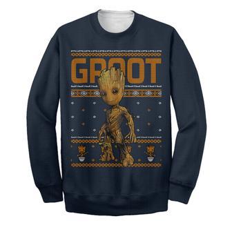 Marvel Sweater Baby Tree Groot Ugly Long Sleeve Christmas Printing Amazing Marvel Groot Ugly Sweater | Favorety AU