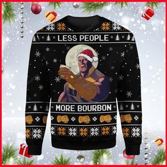 Marvel Thanos Christmas Ugly Sweater Thanos Less People More Bourbon Gauntlet Black Sweater Funny | Favorety CA