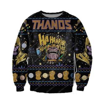 Marvel Thanos Christmas Ugly Sweater Thanos Mad Titan Laugh Black Sweater Cool Marvel Thanos Sweater | Favorety