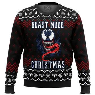 Marvel Venom Christmas Ugly Sweater Venom Beast Mode Christmas Black Sweater Cool Marvel Venom | Favorety UK