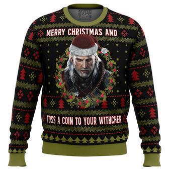 Merry Christmas and Toss a Coin The Witcher Ugly Christmas Sweater | Favorety CA