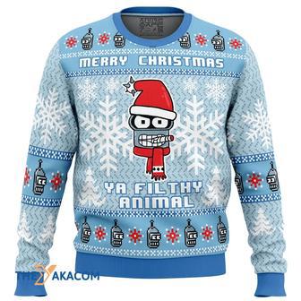 Merry Christmas Ya Filthy Animal Futurama Custom Gift For Fan Anime Christmas Ugly Sweater | Favorety UK