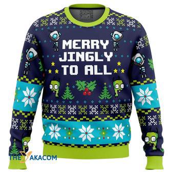 Merry Jingly Invader Zim Gift For Fan Anime Christmas Ugly Sweater | Favorety AU