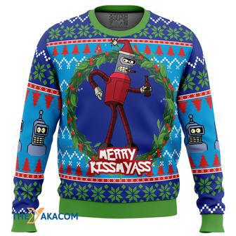 Merry Kissmyass Futurama Gift For Fan Anime Christmas Ugly Sweater | Favorety DE