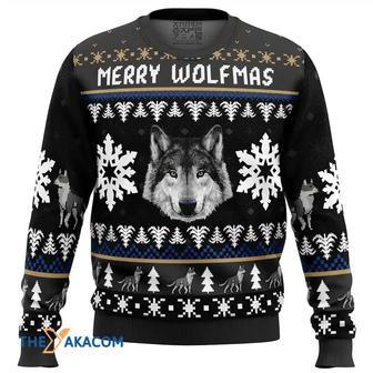 Merry Wolfmas Wolf Custom Gift For Fan Anime Christmas Ugly Sweater | Favorety AU