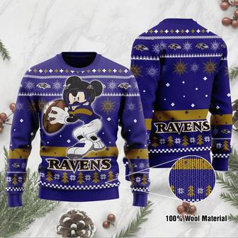 Mickey Mouse Baltimore Ravens Christmas Ugly Wool Sweater Christmas Gift For Kid Adult | Favorety AU