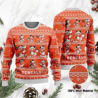 Mickey Mouse Cincinnati Bengals Christmas Ugly Wool Sweater Christmas Gift For Kid Adult | Favorety AU