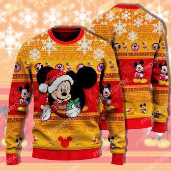 Mickey Mouse Orange Christmas Ugly Wool Sweater Christmas Gift For Kid Adult | Favorety UK