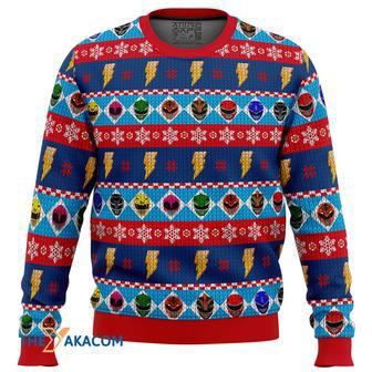 Mighty Helmets Power Rangers Gift For Fan Anime Christmas Ugly Sweater | Favorety CA