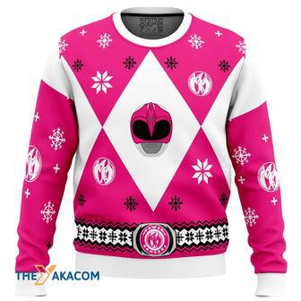 Mighty Morphin Power Rangers Pink Gift For Fan Anime Christmas Ugly Sweater | Favorety