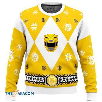 Mighty Morphin Power Rangers Yellow Gift For Fan Anime Christmas Ugly Sweater | Favorety UK