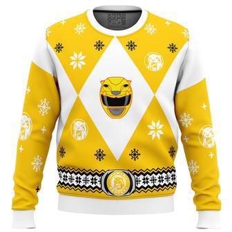 Mighty Morphin Power Rangers Yellow Ugly Christmas Sweater | Favorety