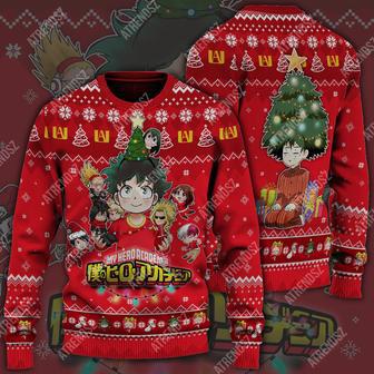 My Hero Academia Sweater Christmas Tree Midoriya Izuku Red Funny Ugly Sweater | Favorety UK