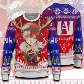 My Hero Academia Sweater Reindeer Todoroki Shouto Blue Red White Ugly Sweater | Favorety UK