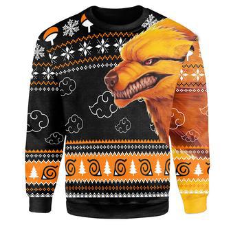 Naruto Sweater Naruto Kurama Fire Orange Black Christmas Ugly Sweater | Favorety AU