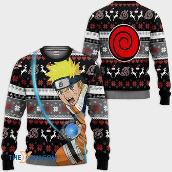 Naruto Uzumaki Black Custom With Pattern Gift For Fan Anime Christmas Ugly Sweater | Favorety CA