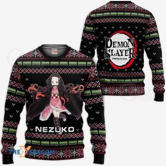 Nezuko Kamado Kimetsu no Yaiba Anime Black with Pattern Custom Gift For Fan Anime Christmas Ugly | Favorety