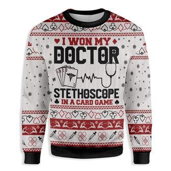 Nurse Christmas Sweater I Won My Doctor Stethoscope In A Card Game Ugly Sweater | Favorety