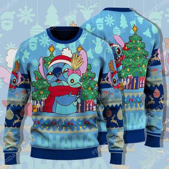 Ohana Hug Christmas Ugly Sweater Cute Amazing DN Stitch Christmas Ugly Wool Sweater Christmas Gift | Favorety CA