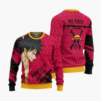 One Piece Monkey D Luffy Ugly Christmas Knitted Sweatshirt | Favorety