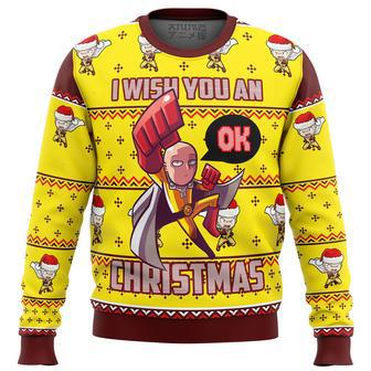 One Punch Saitama Ok Ugly Christmas Sweater | Favorety