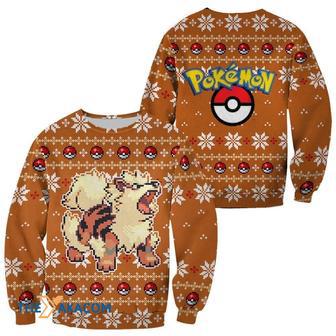 Pixel Pokemon Arcanine Custom Gift For Fan Anime Christmas Ugly Sweater | Favorety CA