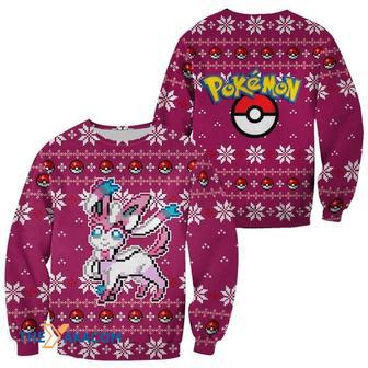 Pixel Pokemon Sylveon Custom Gift For Fan Anime Christmas Ugly Sweater | Favorety CA