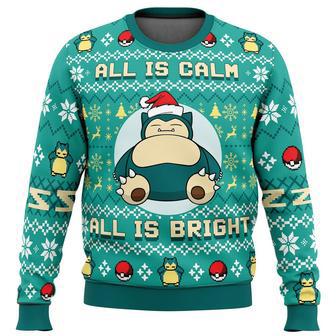 Pokemon Anime All is Calm All Bright Snorlax Ugly Sweater | Favorety CA