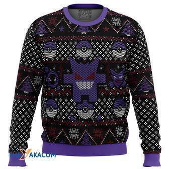 Pokemon Ghosts Gengar Ghastly Haunter Gift For Fan Anime Christmas Ugly Sweater | Favorety UK