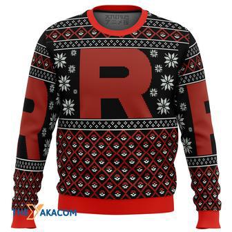 Pokemon Team Rocket Red Black Gift For Fan Anime Christmas Ugly Sweater | Favorety DE