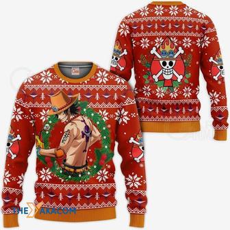 Portgas Ace One Piece Anime Orange Custom Gift For Fan Anime Christmas Ugly Sweater | Favorety