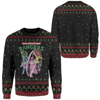 Power Rangers Ugly Sweater Mighty Morphin Power Rangers Team Black Sweater | Favorety AU