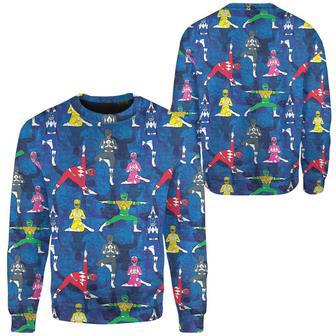 Power Rangers Ugly Sweater Mighty Morphin Power Rangers Yoga Blue Sweater | Favorety UK