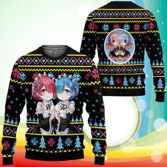 Re Zero Rem Ram Ugly Christmas Sweater Anime Xmas Gifts | Favorety